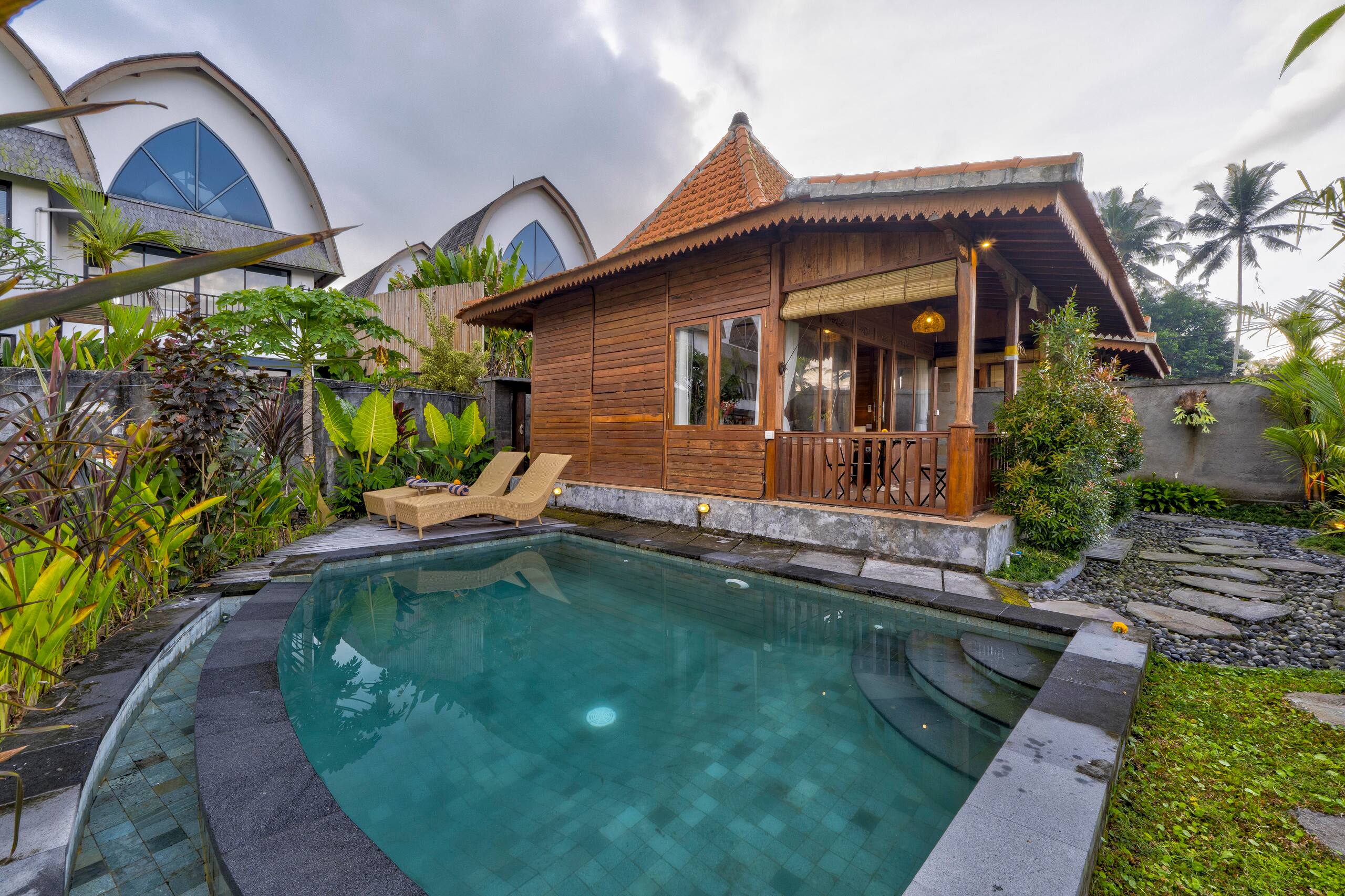 Private pool villa with rice field view near Ubud