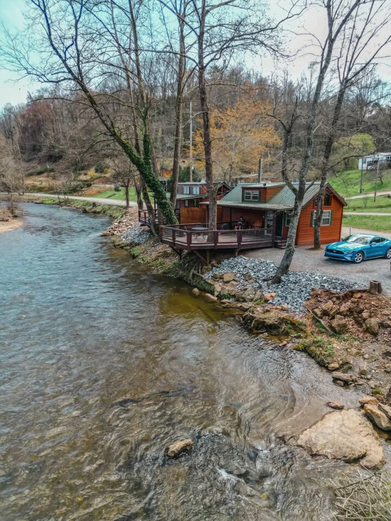 Riverfront Cabin | Deck, Fire Pit & Near Smokies