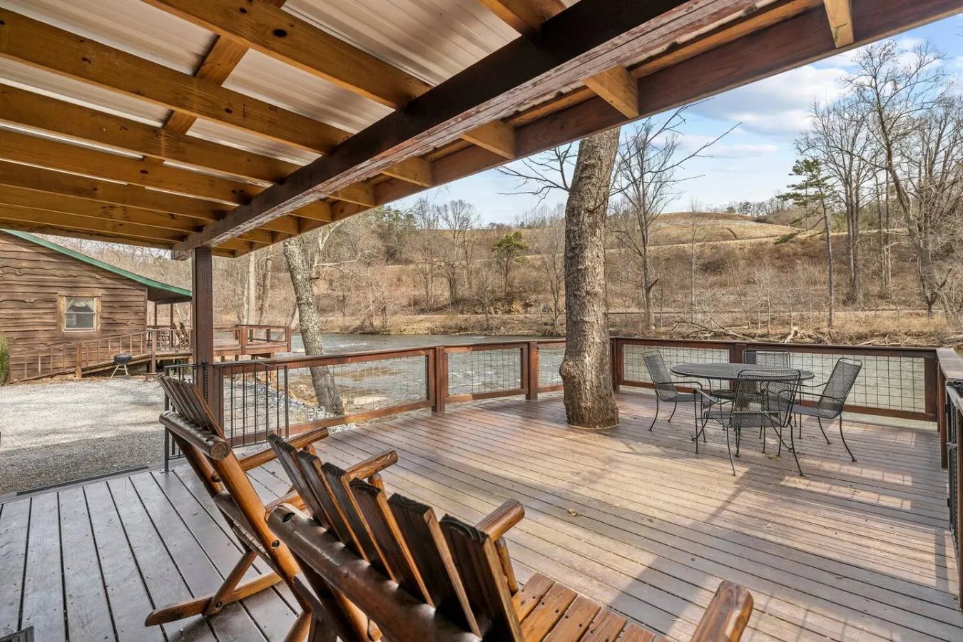 Riverfront Cabin Deck, Fire Pit & Near Smokies 5