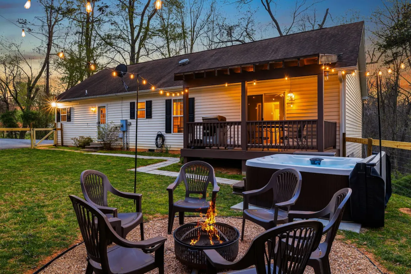 15 Min to DT AVL | Hot Tub, Fire Pit & Fenced Yard