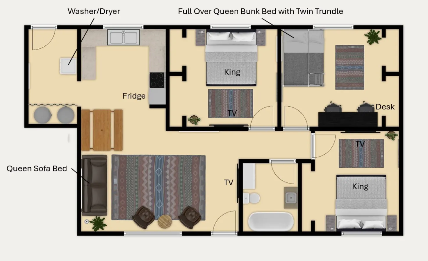 Page 3Bd, 1Ba, King, Brkfst, Boat Parking, Washer/Dryer, Sleeps 11, BBQ, Unit 127 5