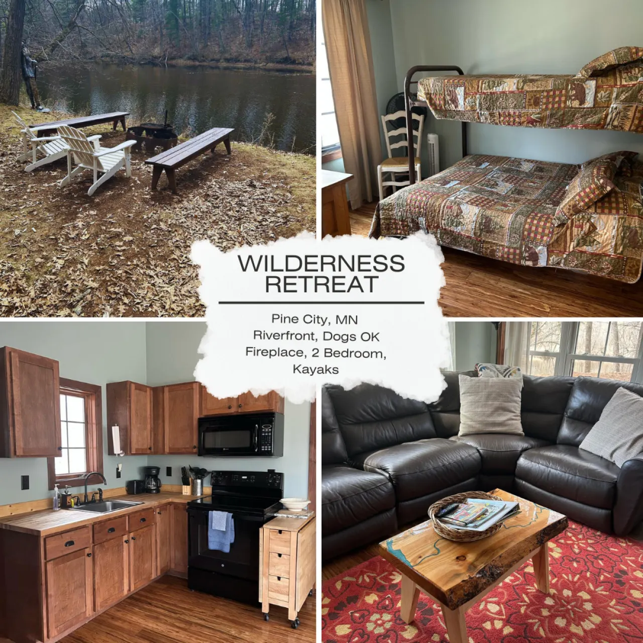 River Cabin · Pine City-Riverfront-firepit-kayaks-pets-fireplace