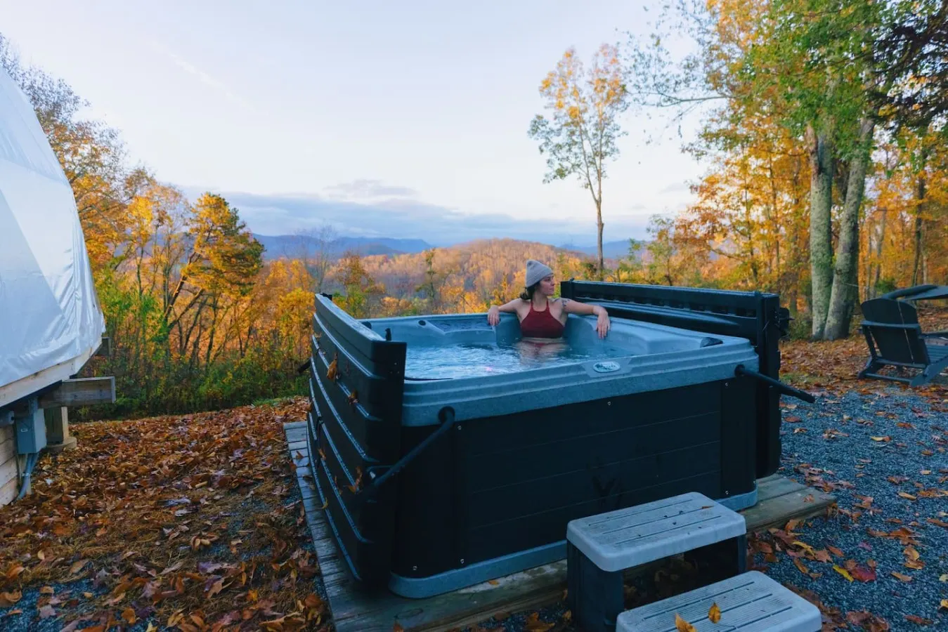 Asheville Luxury Glamping Dome Mtn View, Hot Tub 3