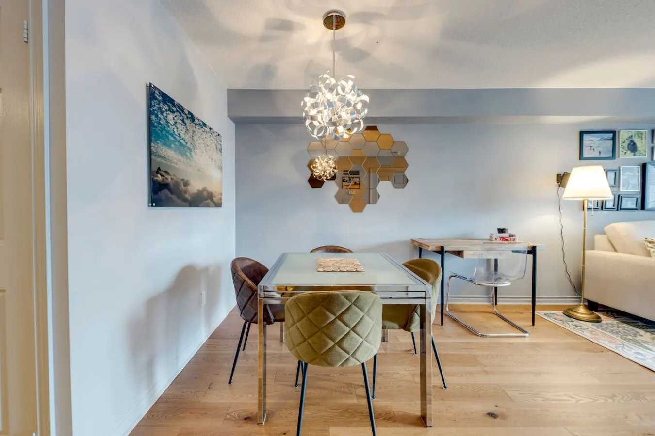 Stylish 1BR Condo Large Home Office City Views 4