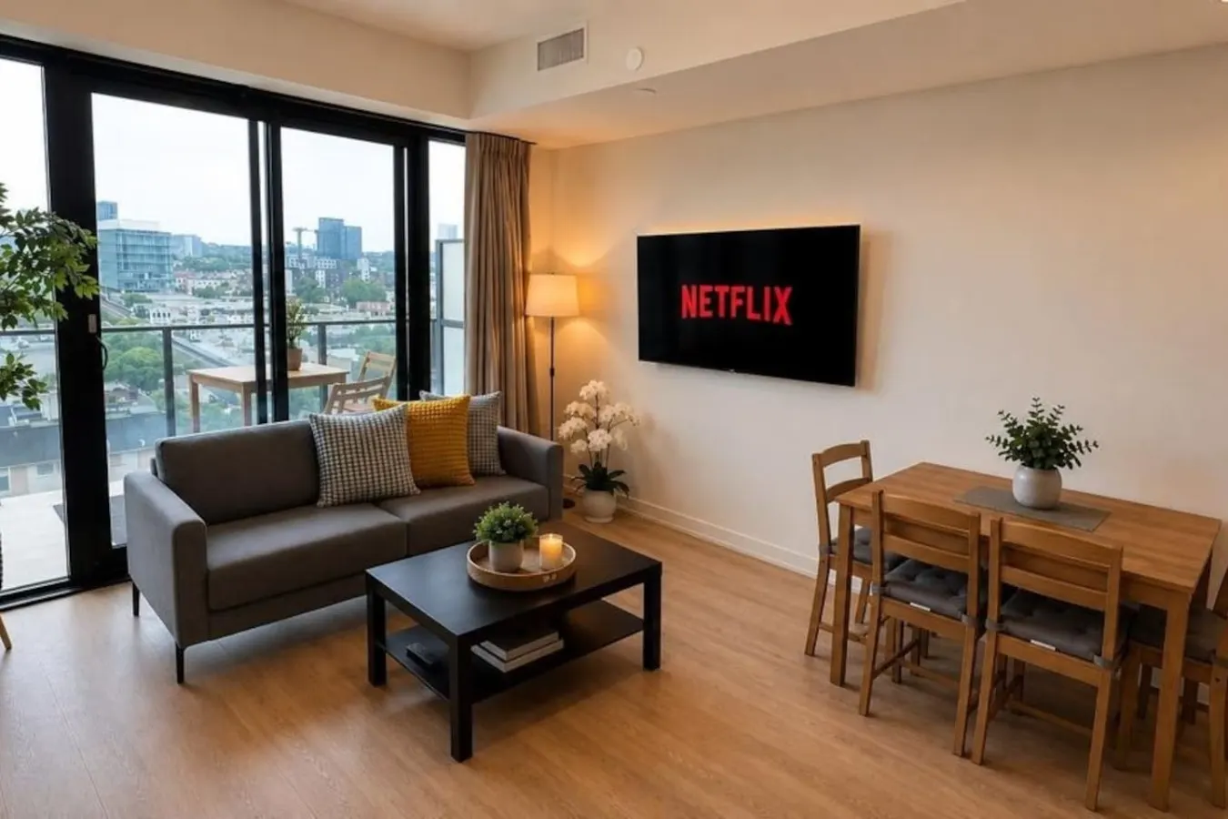 1+Den King Bed Gym Access Netflix 19