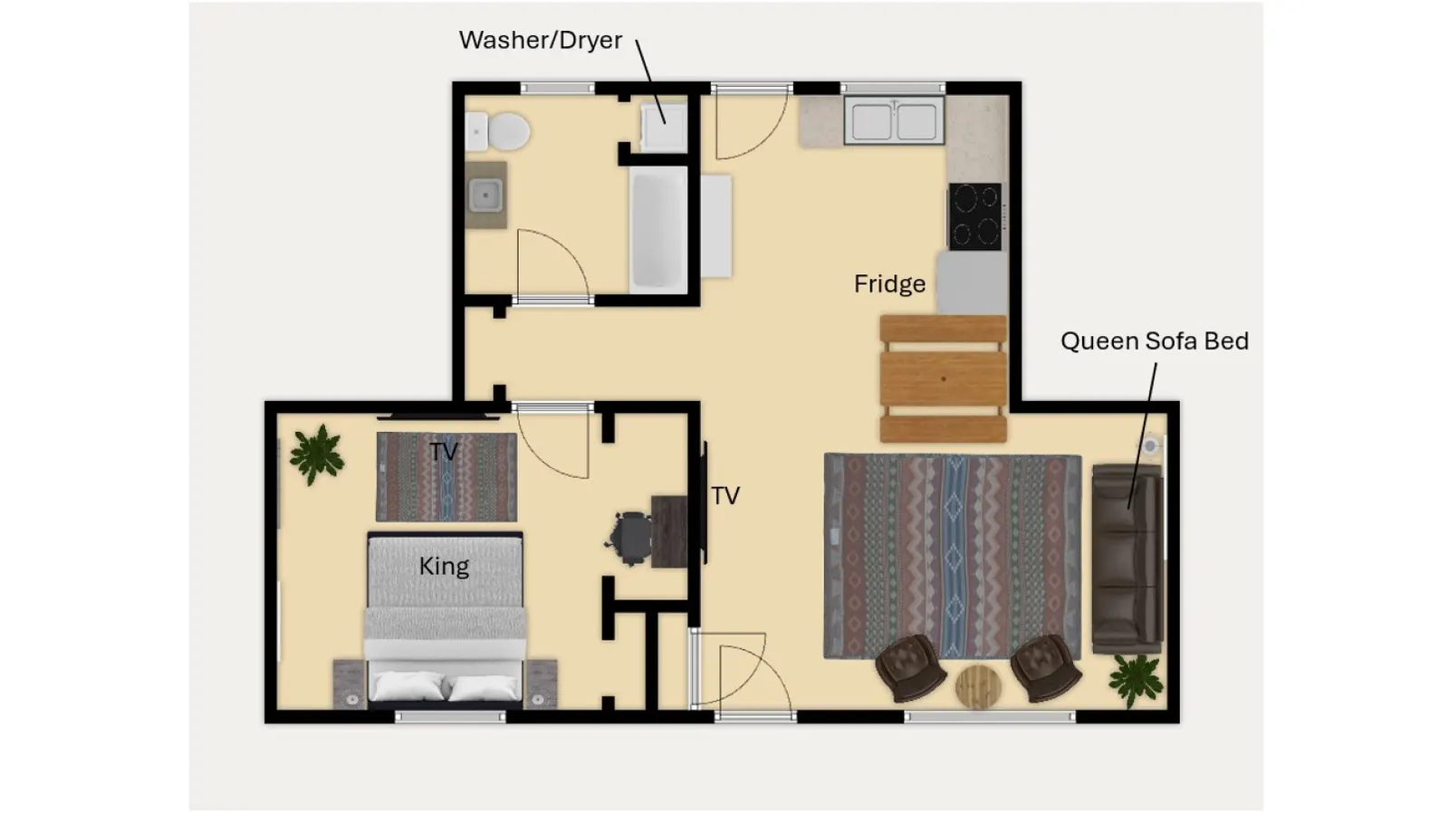 Page 1Bd, 1Ba King, Brkfst, Boat Parking, Washer/Dryer, Sleeps 4, BBQ, Unit 125 5