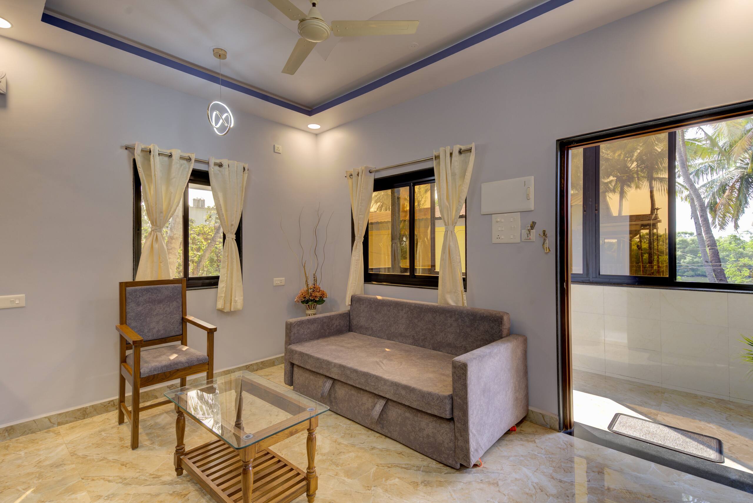 102 | Cozy 1bhk apt in Ambelim | 50m walk to river 6