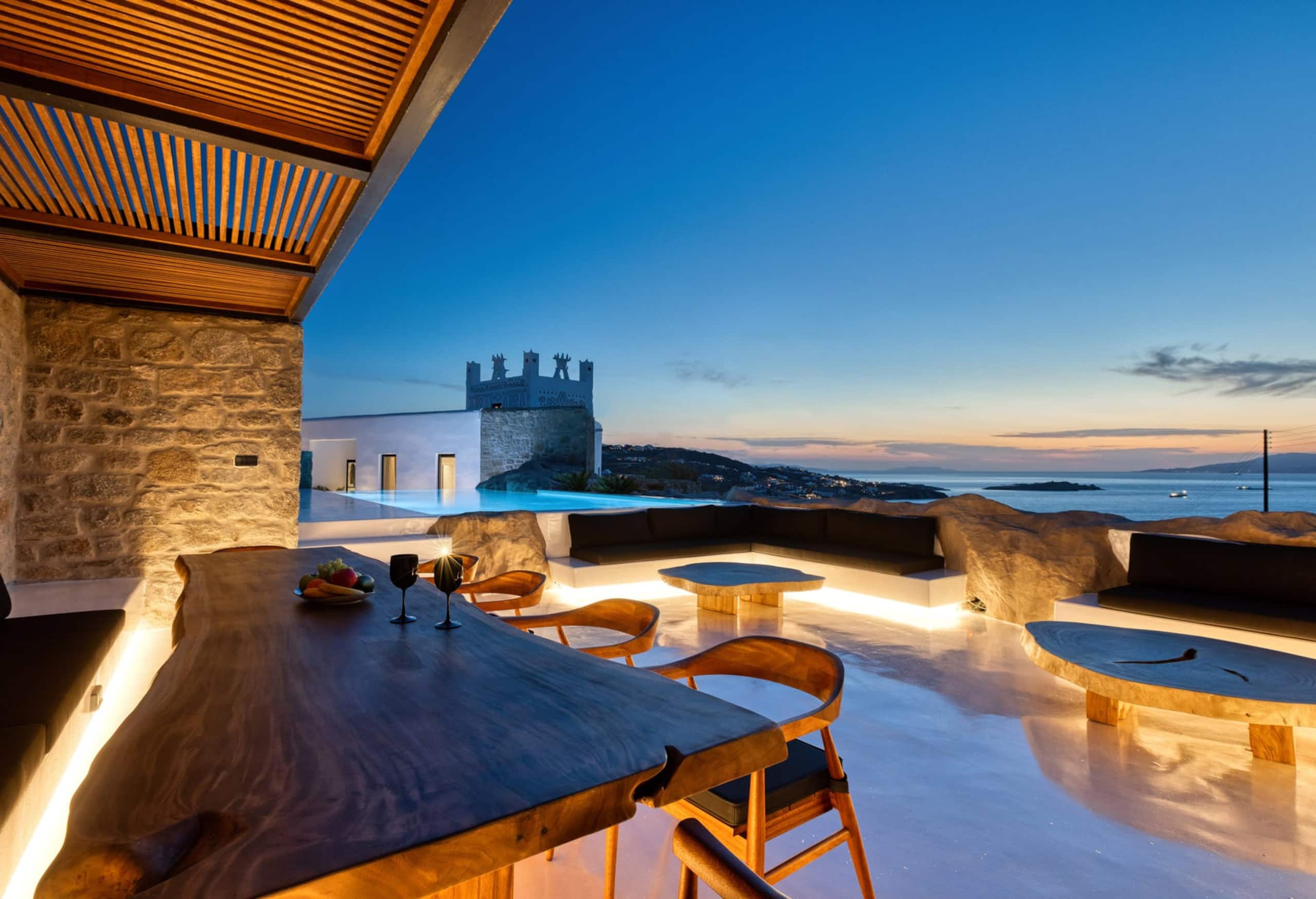 Mykonos Town Black Villa with Cave Heated Pool 13