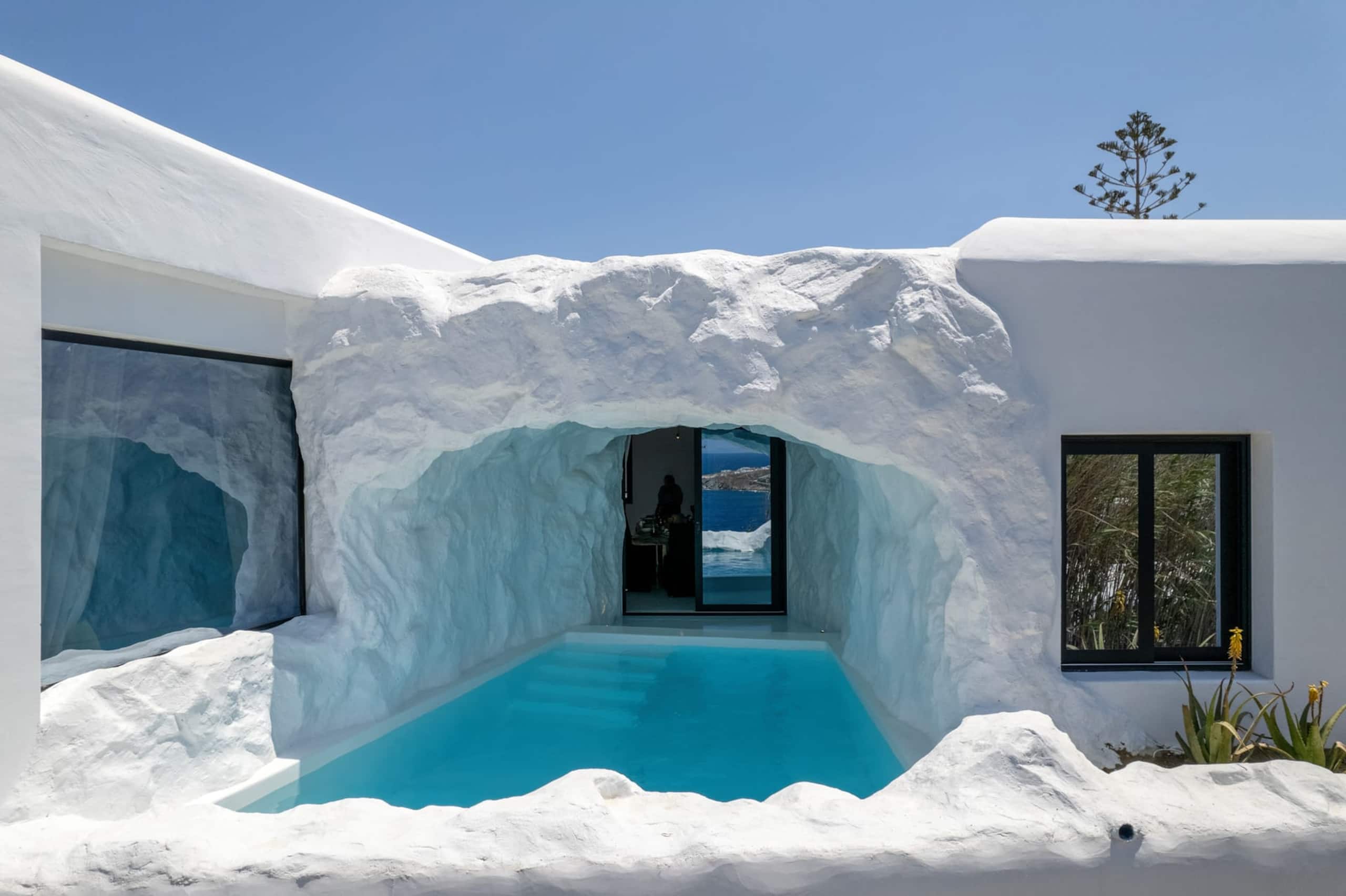 Mykonos Town Black Villa with Cave Heated Pool 10