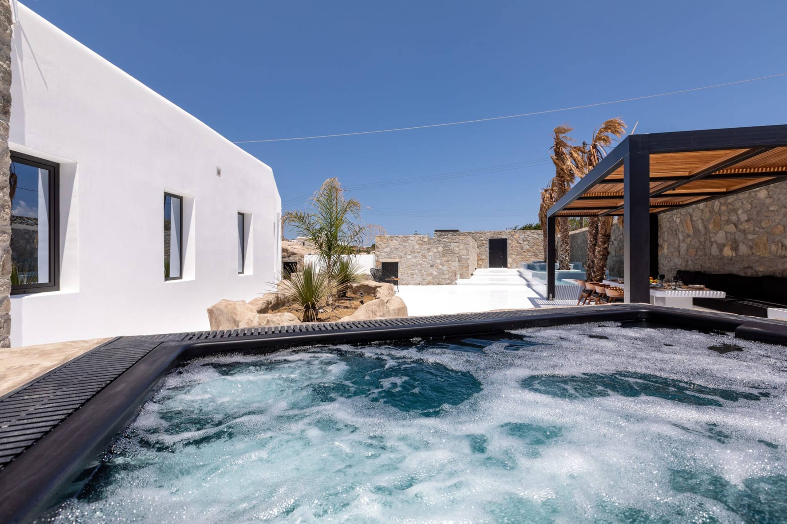 Mykonos Town Black Villa with Cave Heated Pool 16