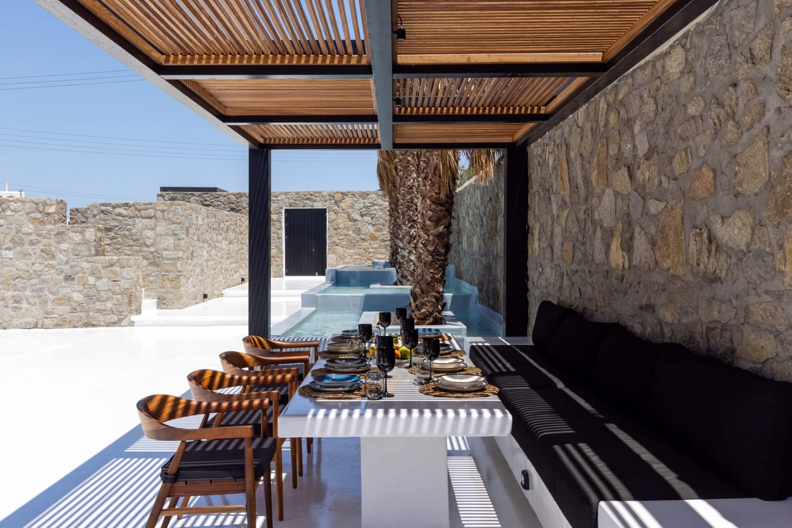 Mykonos Town Black Villa with Cave Heated Pool 14