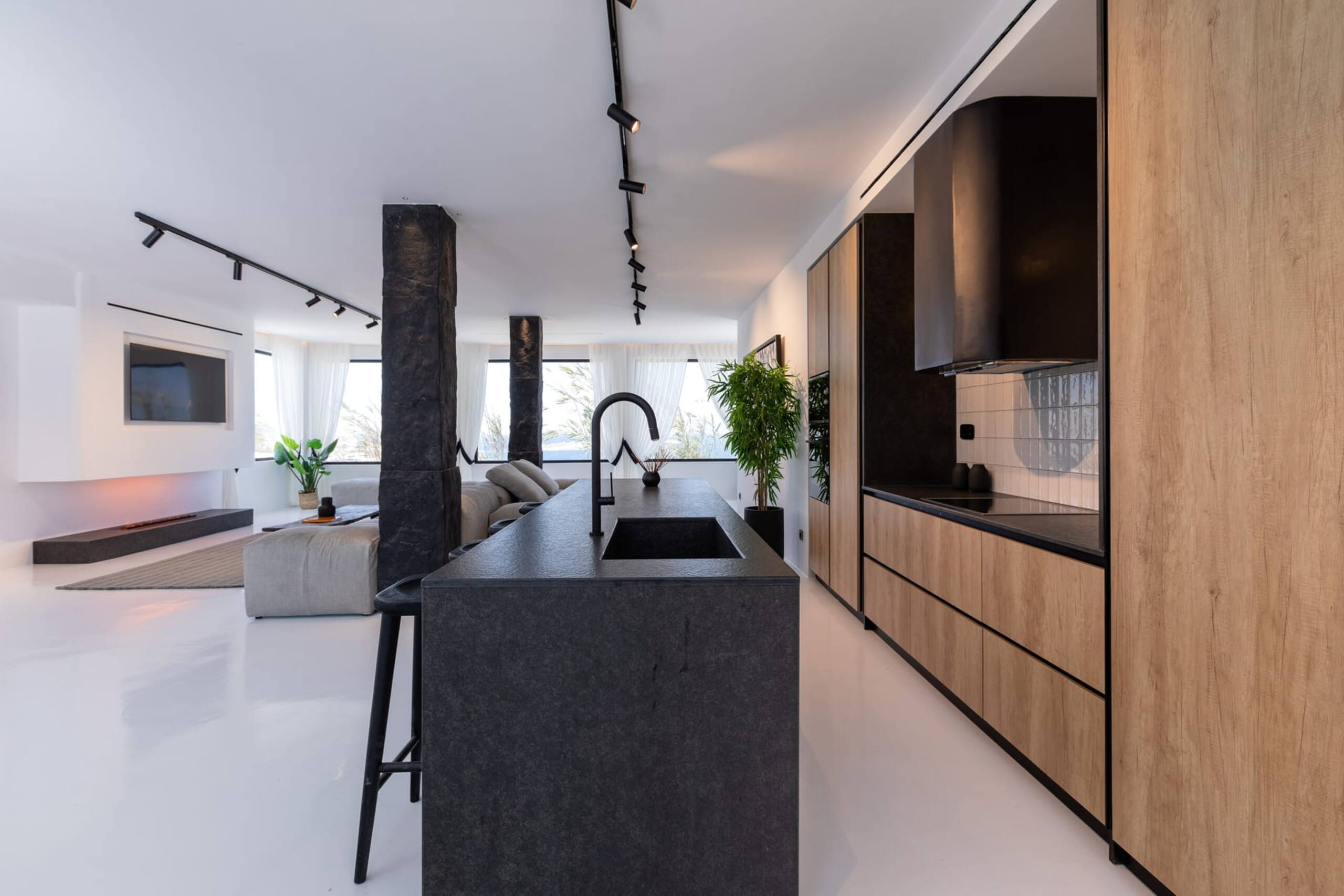 Mykonos Town Black Villa with Cave Heated Pool 26