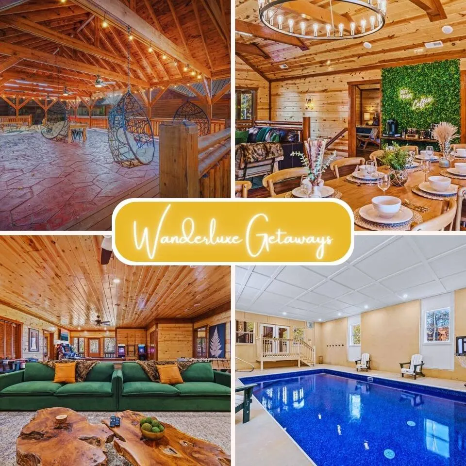 Stunning Luxe Cabin Indoor Heated Pool Sleeps 28 11
