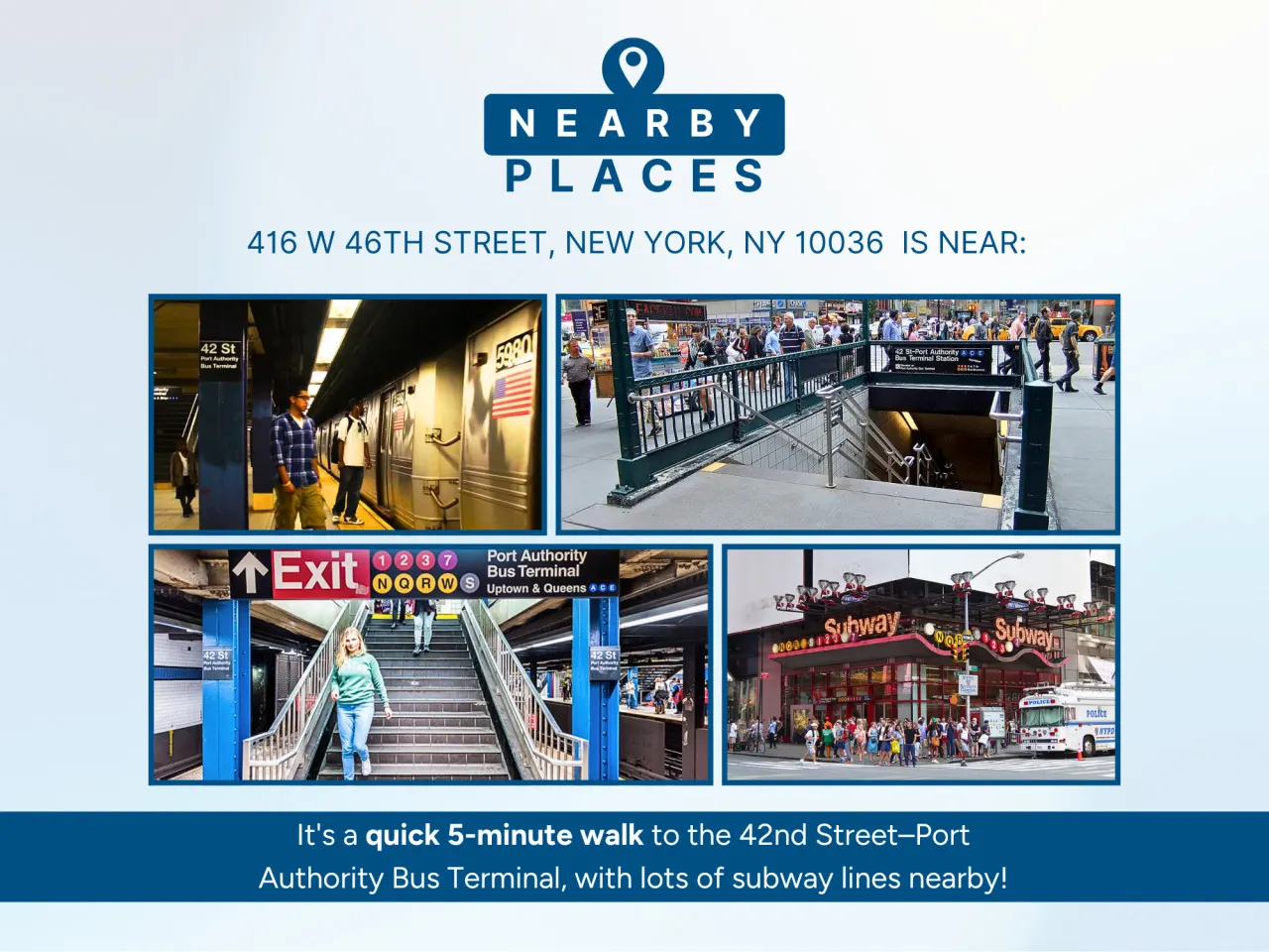Times Square Studio near Restaurants & Shopping 17