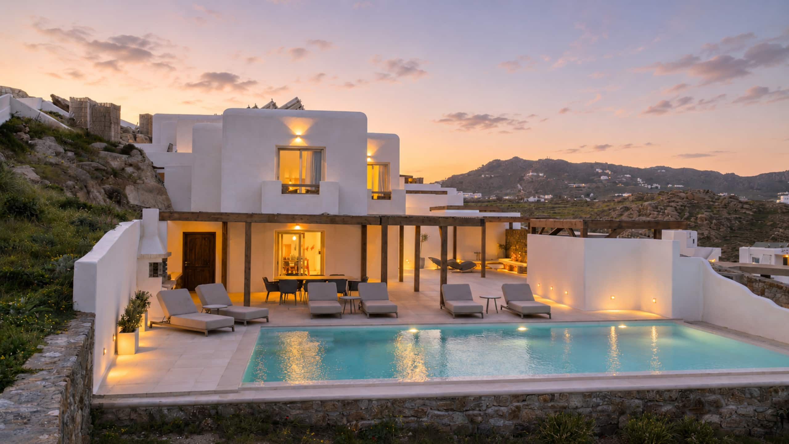 Vibe of Mykonos | A | Villa Vasileia heated pool 1